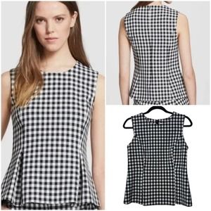 Diane von Furstenberg DVF Mallorie Peplum Gingham Check Print Top Women's Size 4